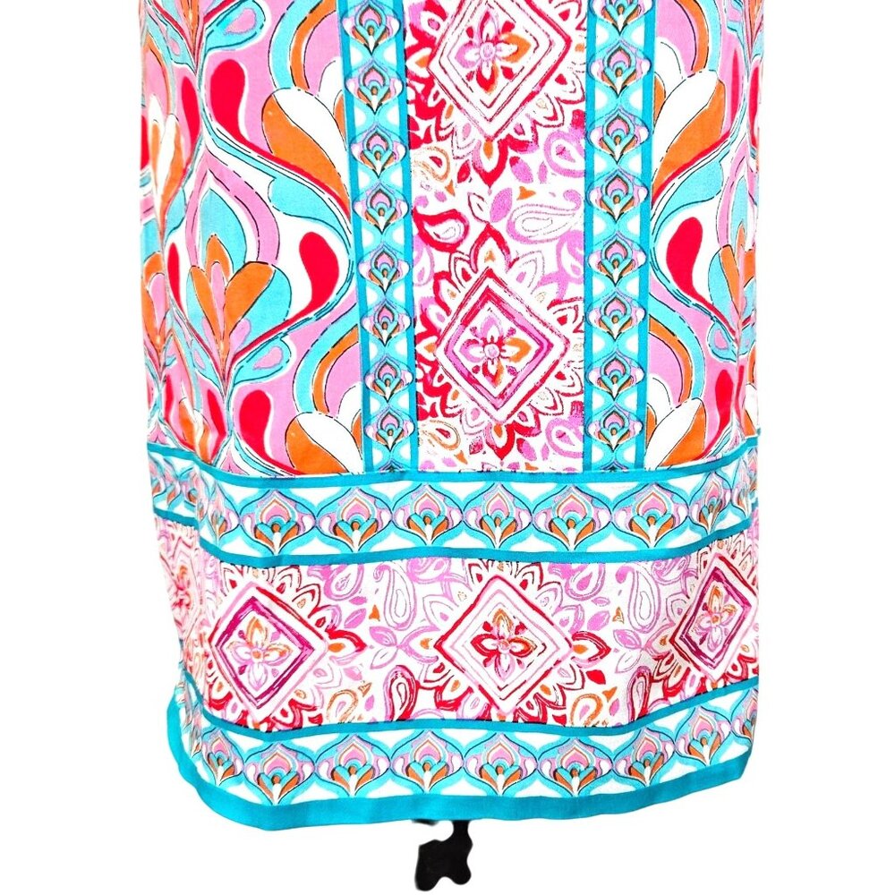 London Times Womens Sleeveless Shift Dress Pink Multicolor Geometric Size 6 - Picture 9 of 11